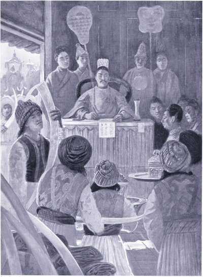 Siamezen brengen hulde aan de keizer van China door Henry Charles Seppings Wright